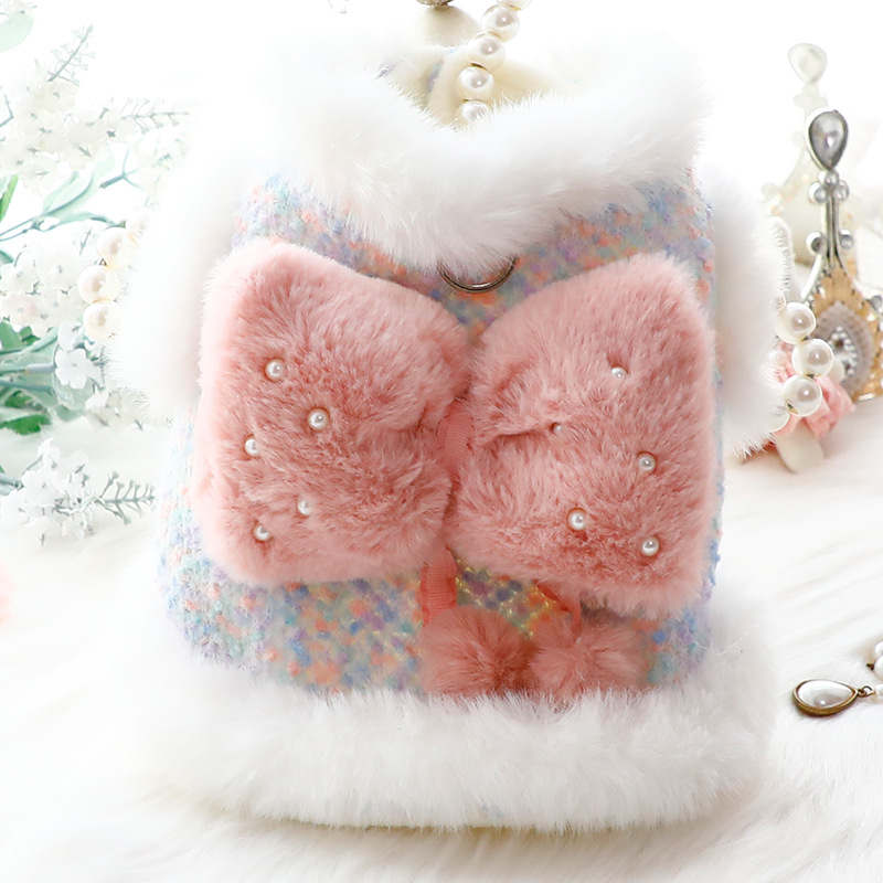 狗狗衣服秋冬装厚款猫咪公主棉衣香风毛毛牵引小型犬泰迪宠物5858