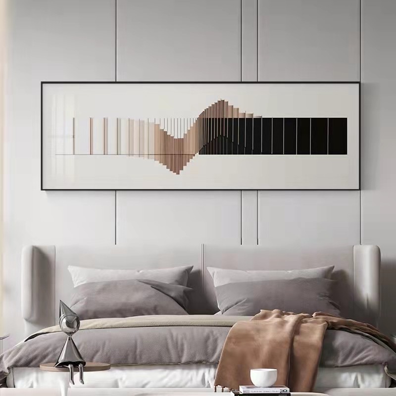 精品轻奢意式横版卧室装饰画高级感房间主卧床头挂画极简抽象客厅