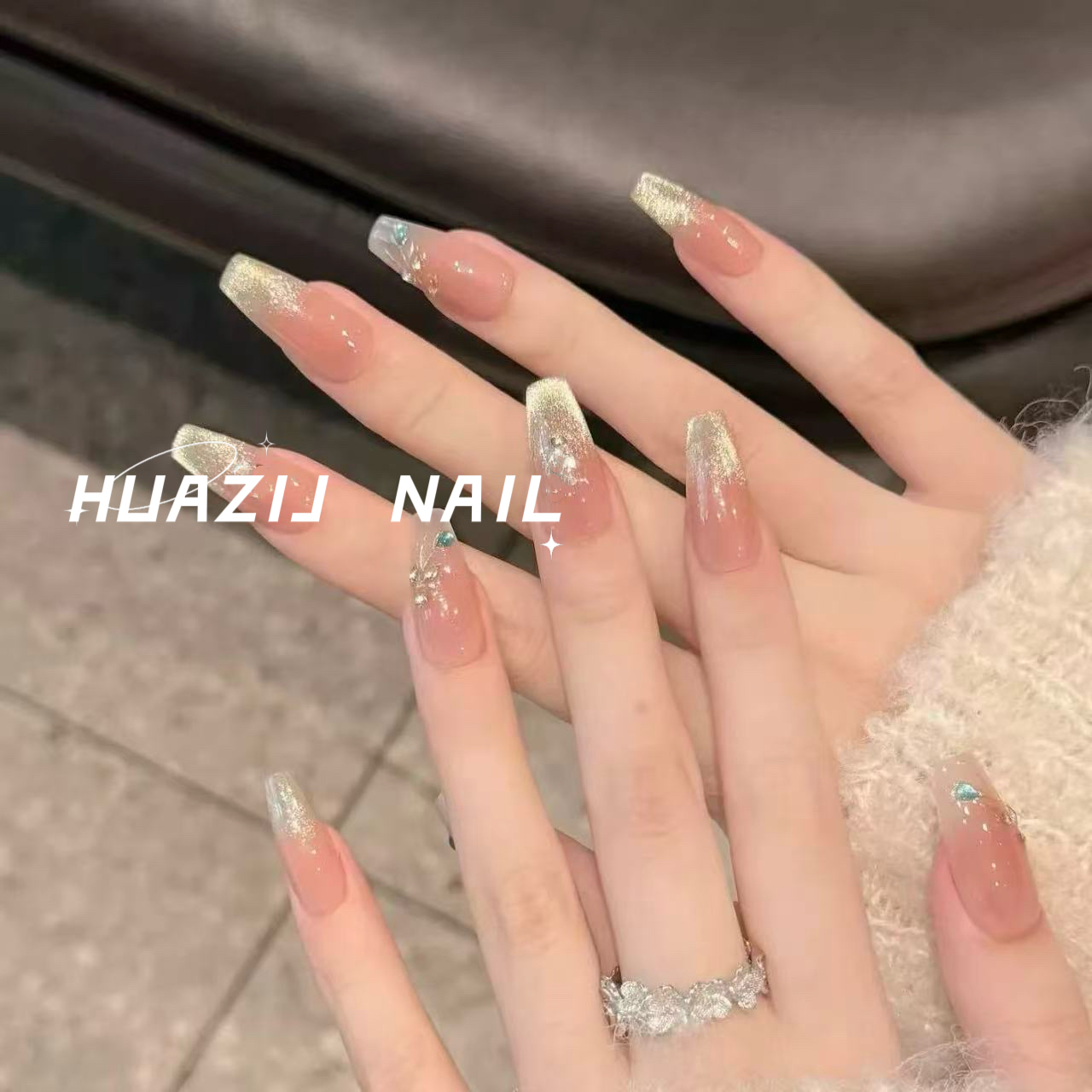 手工穿戴甲显白纯欲猫眼马眼钻