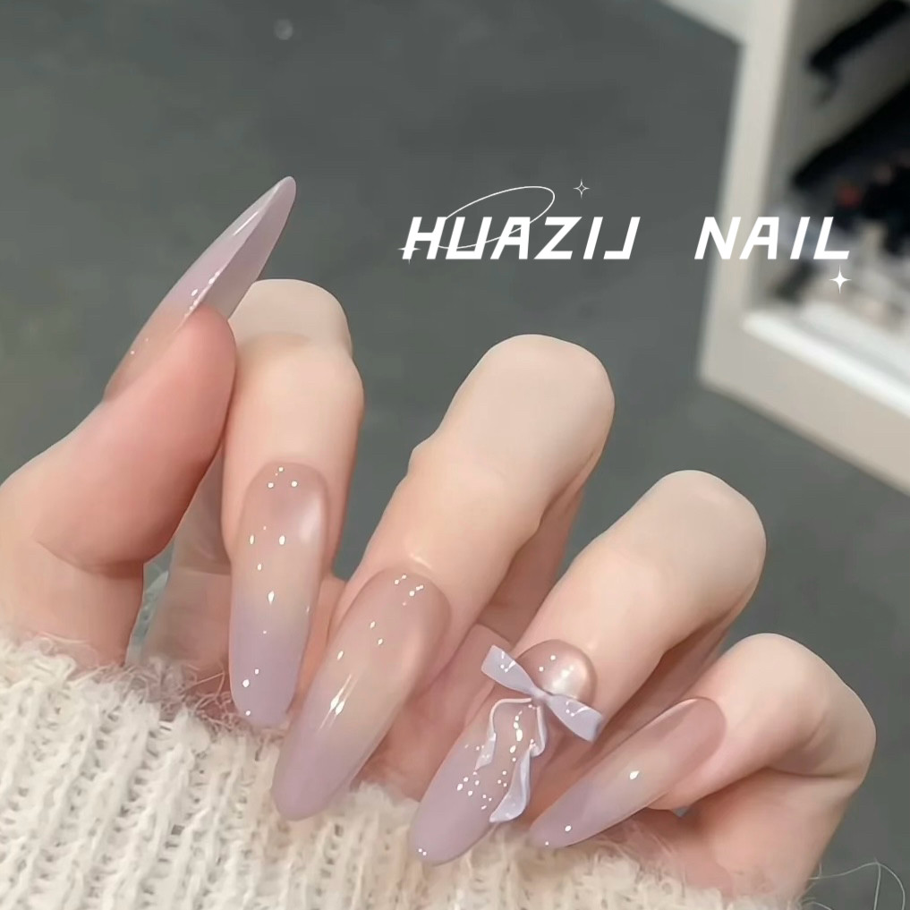 【香芋奶冻】纯手工穿戴甲丁香浅粉浅紫渐变少女感手捏蝴蝶结,彩妆/香水/美妆工具,穿戴甲/甲片,淘宝优惠券,粉丝福利购,淘宝优惠卷