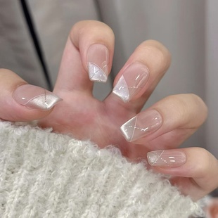 流行049 手工穿戴甲显白纯欲猫眼渐变腮红光疗美甲四季 初恋