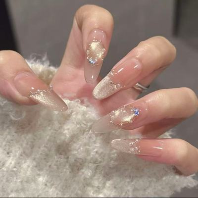 手工穿戴甲显白纯欲猫眼渐变美甲