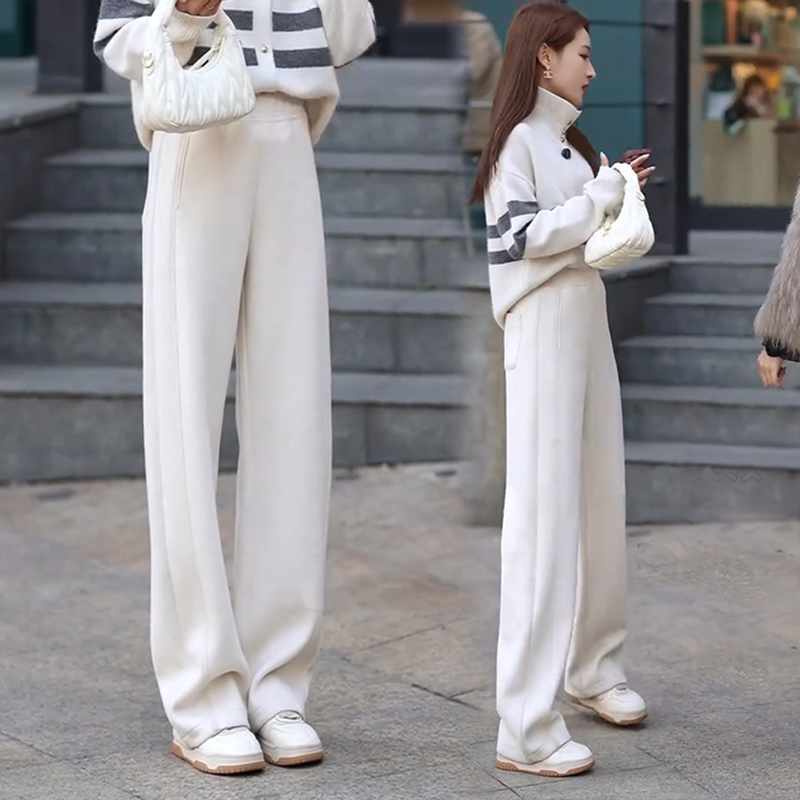 加绒醋酸羊绒弯刀裤女秋冬2025新款高腰窄版阔腿裤慵懒感香蕉裤,女装/女士精品,休闲裤,淘宝优惠券,粉丝福利购,淘宝优惠卷