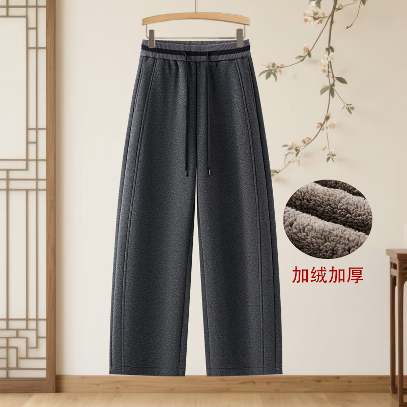 冬季流行舒棉绒羊毛弯刀裤女2025新款高腰休闲长裤时髦加绒阔腿裤,女装/女士精品,休闲裤,淘宝优惠券,粉丝福利购,淘宝优惠卷