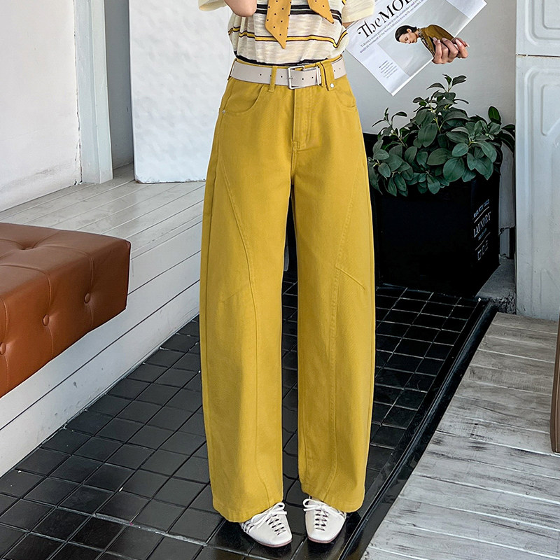 柠檬黄时尚休闲弯刀裤女2026春季新款高腰显瘦宽松百搭遮肉长裤,女装/女士精品,休闲裤,淘宝优惠券,粉丝福利购,淘宝优惠卷