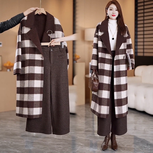 时髦大衣裤 九分洋气毛呢阔腿裤 气质大脚裤 秋冬高腰爆款 女2025新款