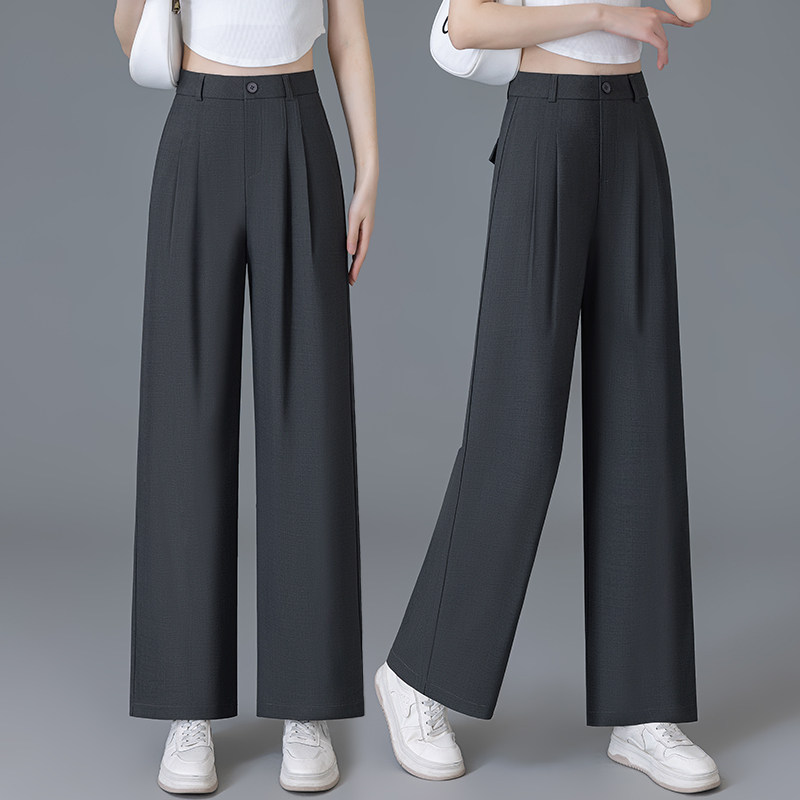 高级感黑色垂感西装阔腿裤女春夏款2026新款宽松显瘦百搭休闲裤子