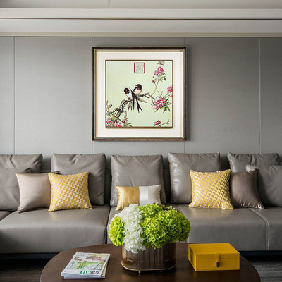 【朗世宁仙萼长春图】茶室铜壁画