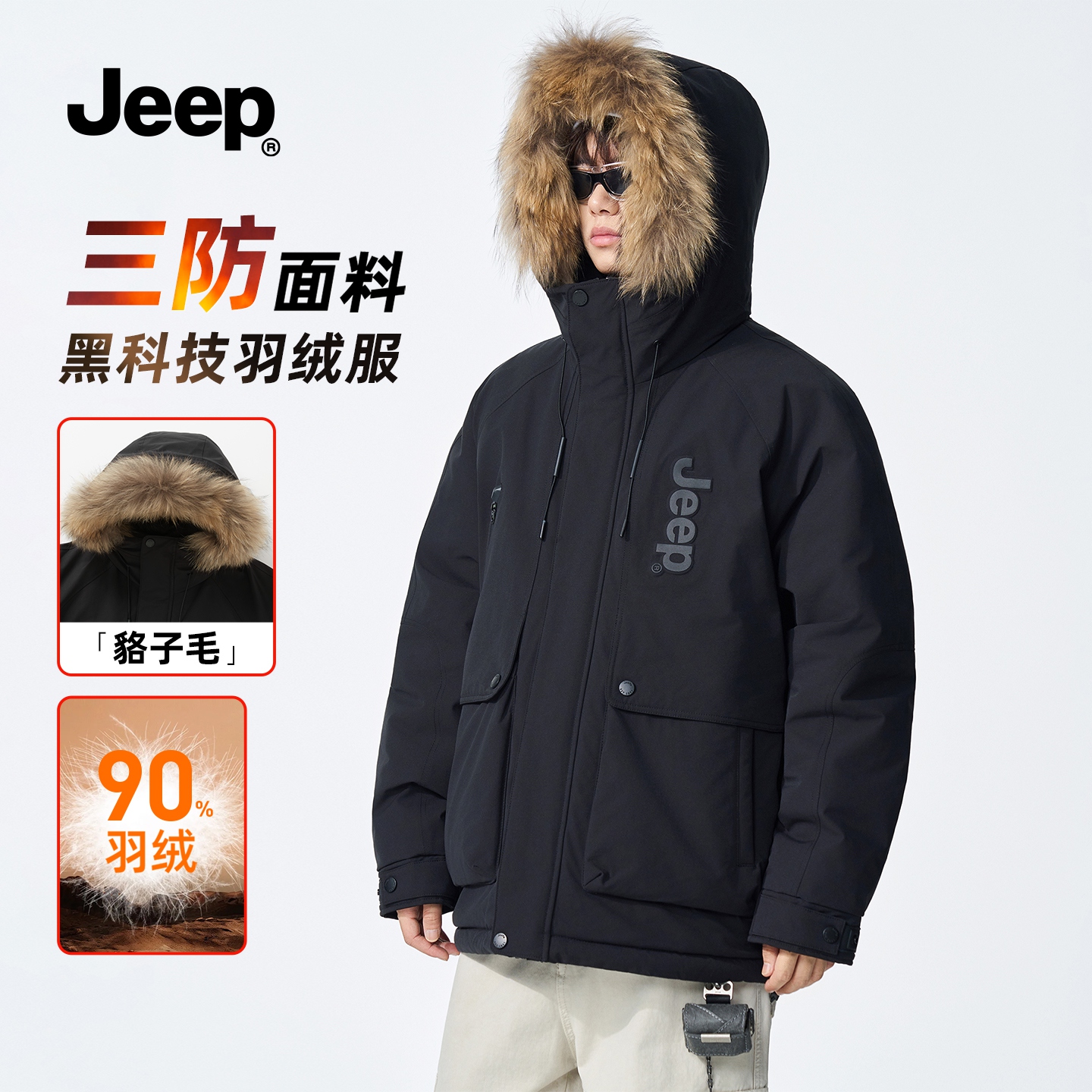 JEEP官方旗舰工装派克羽绒服男