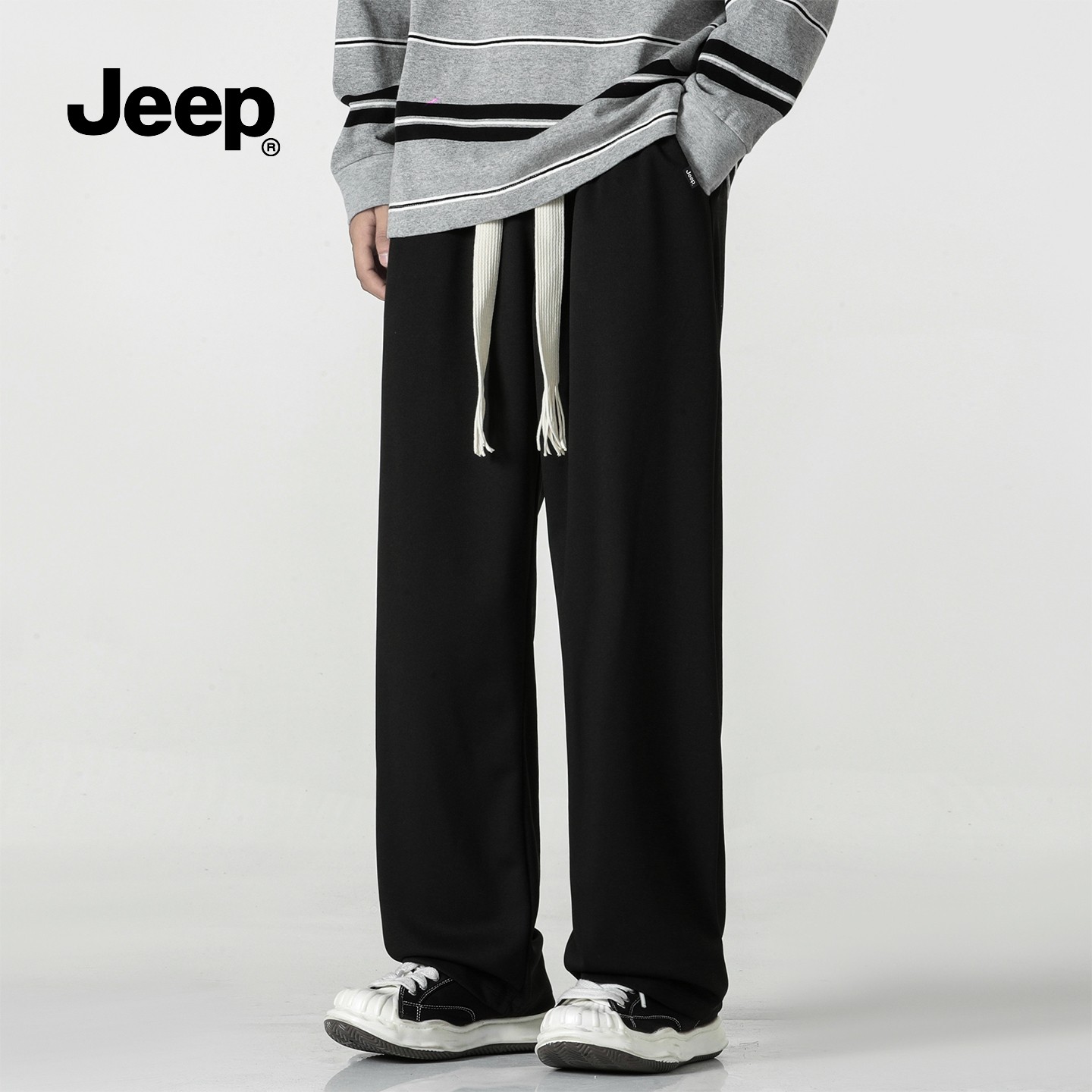 JEEP吉普cleanfit针织运动卫裤男春秋2026新款阔腿宽松休闲长裤子,男装,休闲裤,淘宝优惠券,粉丝福利购,淘宝优惠卷