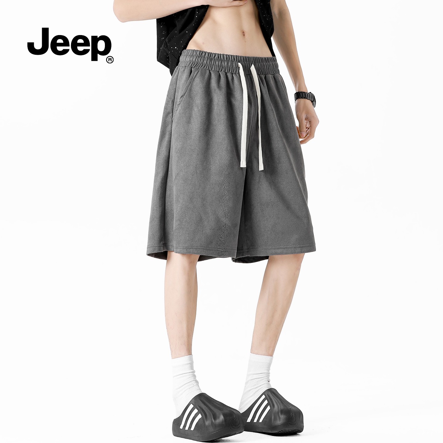 JEEP吉普日系宽松纯棉短裤男生夏季2026运动跑步沙滩五分裤休闲裤,男装,短裤,淘宝优惠券,粉丝福利购,淘宝优惠卷