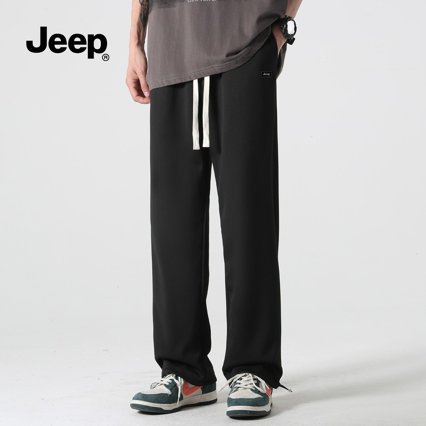 JEEP吉普cleanfit针织简约运动卫裤男春秋2026宽松休闲阔腿长裤子,男装,休闲裤,淘宝优惠券,粉丝福利购,淘宝优惠卷