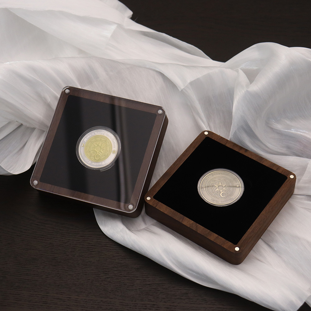 大尺寸纪念币收藏包装木盒纪念币收纳盒展示盒礼品盒透明盖包装盒