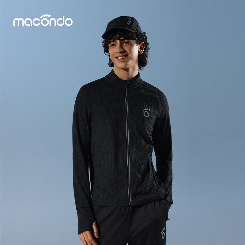 马孔多秋冬男子针织拉链立领开衫