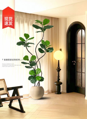 模拟绿色植物叶片榕树落地式盆栽室内大型彷生植物装饰品客厅可达