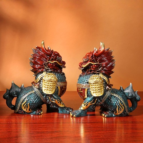 《祥瑞麒麟》全铜摆件家居客厅玄关酒柜装饰开 业新居乔迁礼品摆