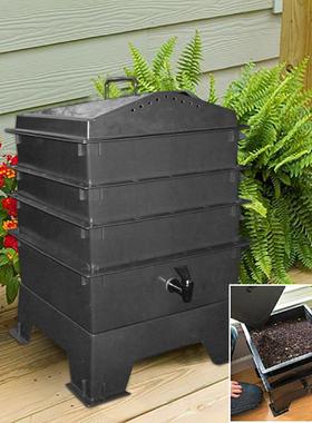 蚯蚓堆肥箱 蚯蚓塔厨余自制蚯蚓肥 蠕虫养殖箱堆肥箱worm compost