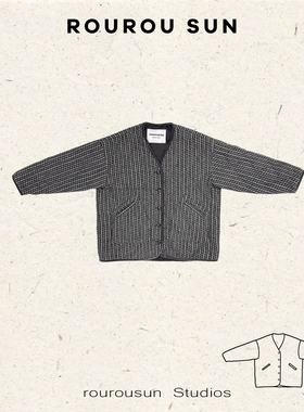 29352冬款女装韩系慵懒感格子开衫复古宽松棉服外套