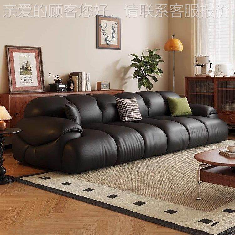意式泡芙头层牛沙发客厅小户位咨询客服型三直排2025皮棉人花糖,住宅家具,皮布沙发,淘宝优惠券,粉丝福利购,淘宝优惠卷