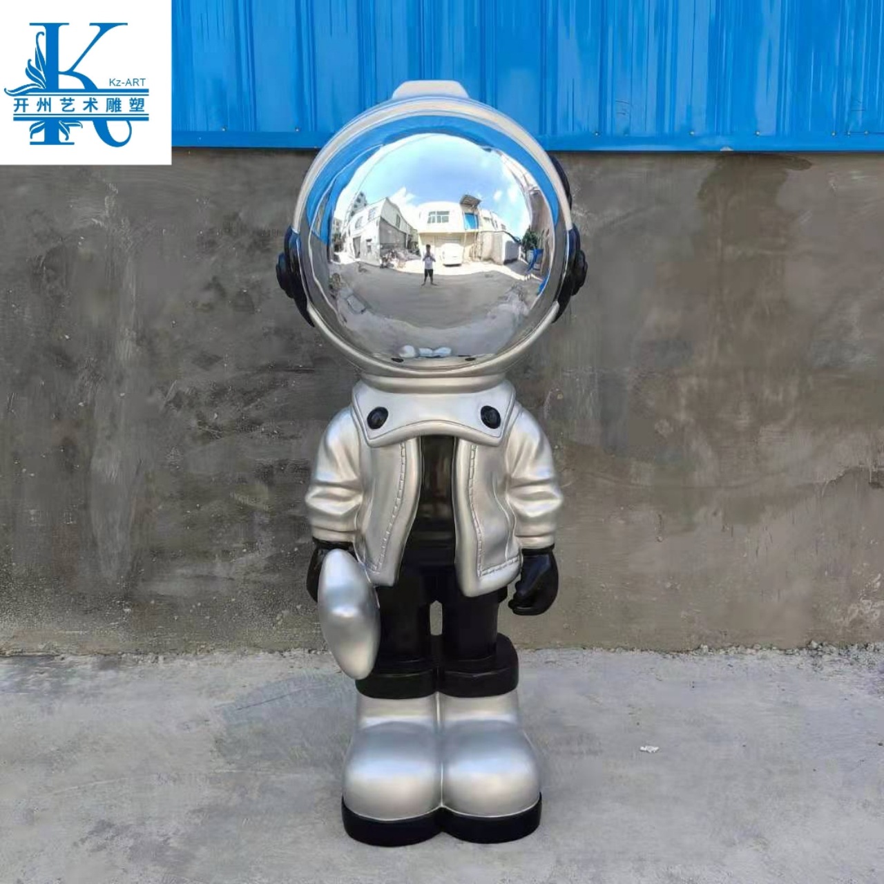 太空人物雕塑抽象电镀落地酒店售楼处软装搭配客厅玄关装置艺术品
