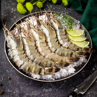 中水远洋莫桑比克进口野生黑虎虾海捕船冻大虾鲜冻锁鲜净重礼盒