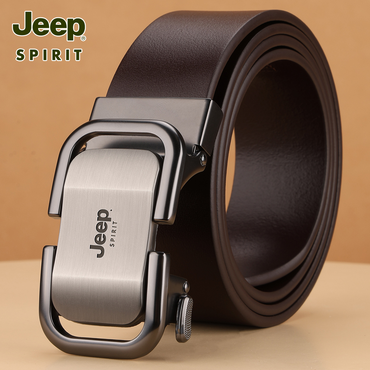 Jeep吉普皮带男士正品牛皮腰带新款高档真皮商务潮年轻人裤腰带男