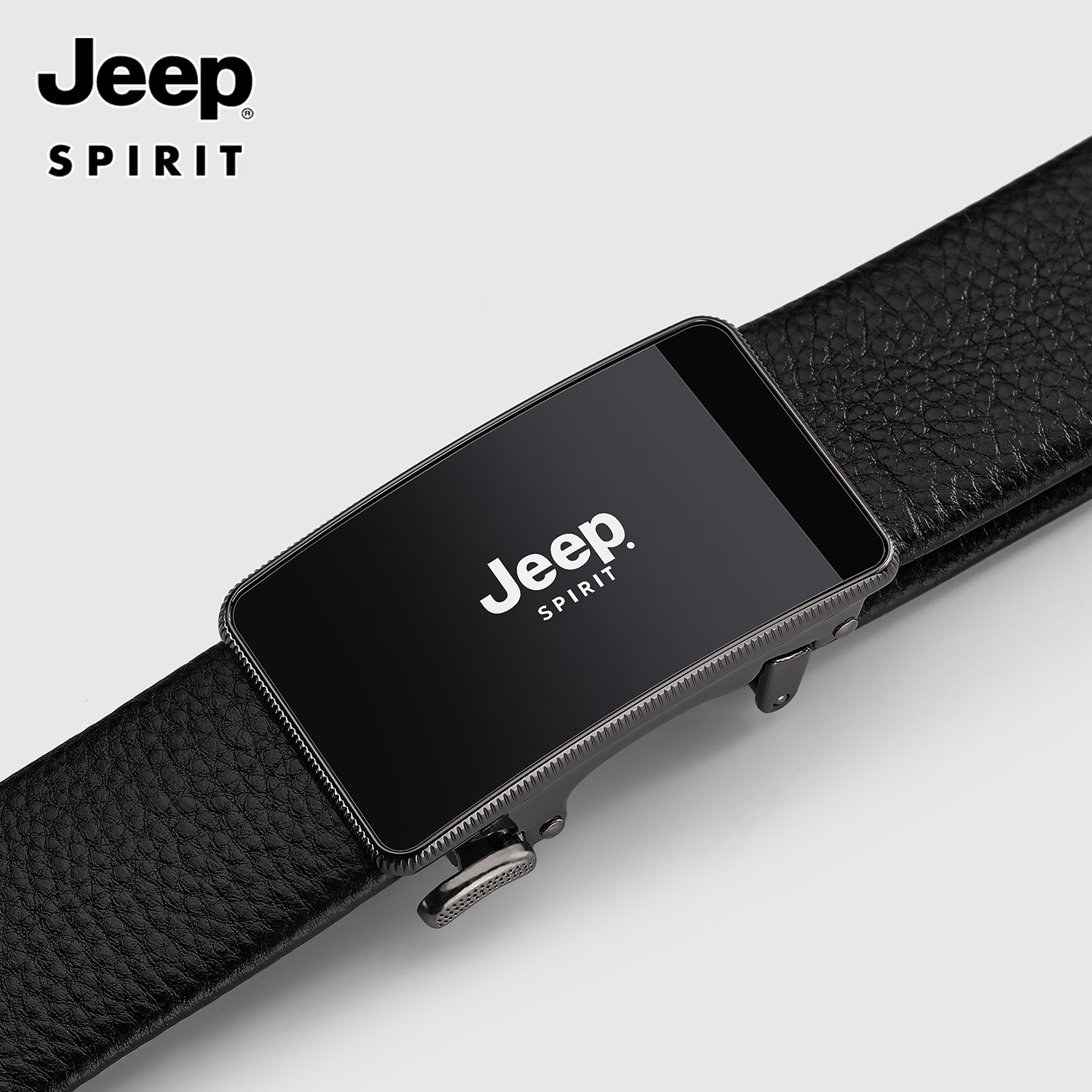 Jeep皮带男士真皮商务休闲自动扣腰带简约百搭西装裤黑色皮带新款