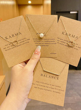 批发热卖饰品幸运祝福许愿卡片镀金大象蜻蜓吊坠项链