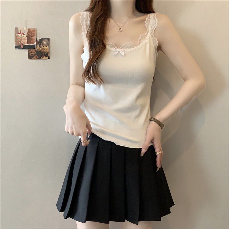 新品大码蕾丝吊带背心女2025z新款夏季内搭设计感短款无袖上衣外