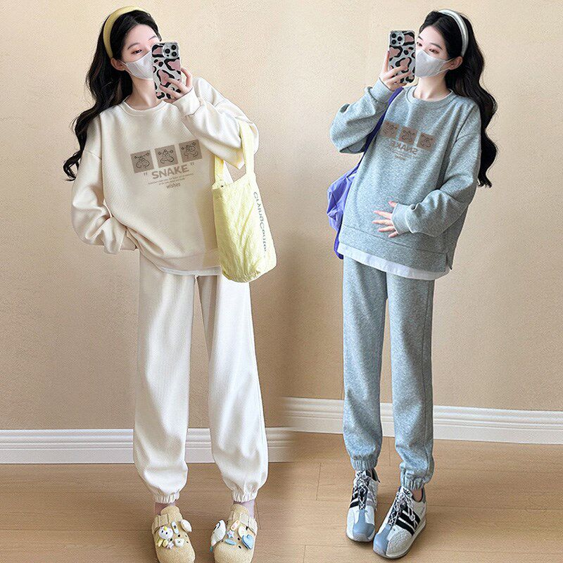 新品网红孕妇时尚套装2025孕妇装春装新款洋气时髦卫衣Z休闲裤子