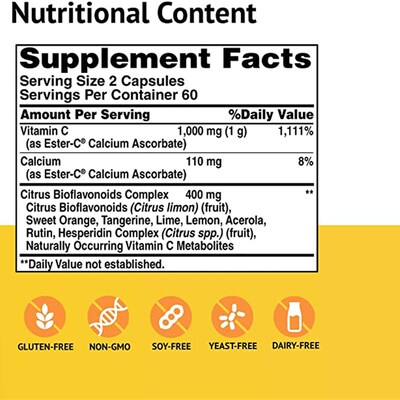 极速American Health Ester-C with DCitrus Bioflavonoids Capsu