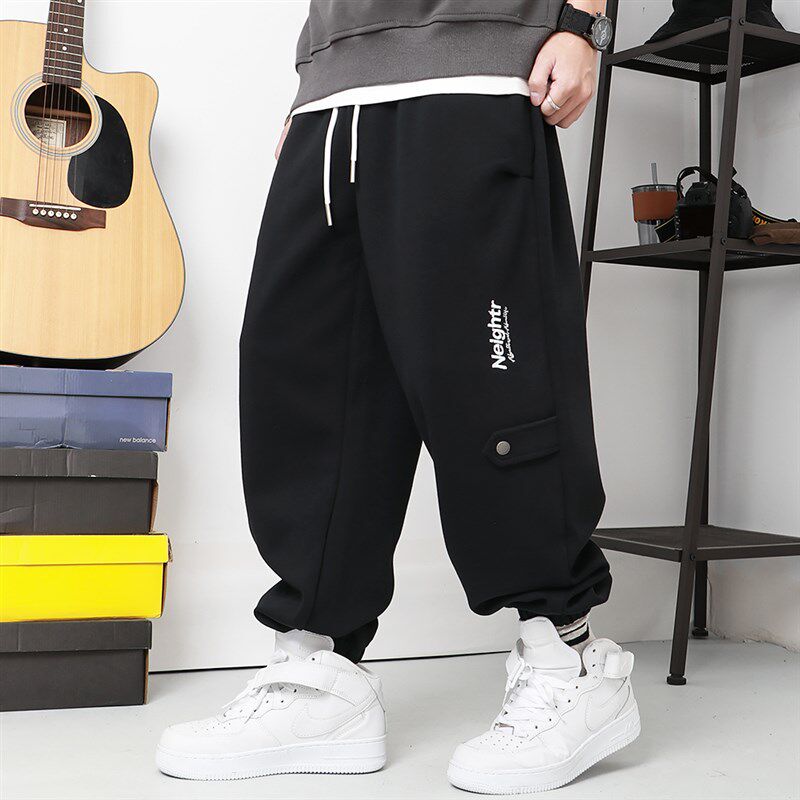 新品春秋季运动裤男裤子大码加肥加大胖子宽松青S少年学生纯棉束