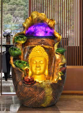 新品佛像禅意落地喷泉循环流水景观D室内客厅供桌旁家居软装饰工