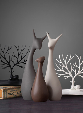 新品北欧轻奢装饰品小o摆件创意简约现代家居客厅酒柜摆设一家三