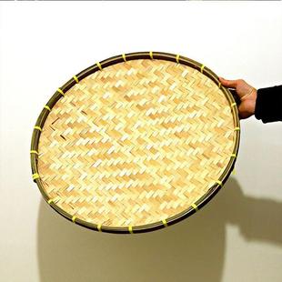 手工编织竹制品多层三脚架置物架圆形竹编簸箕晒干货架子家用落地