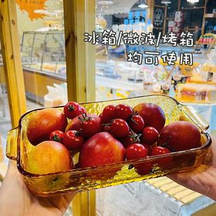 烤箱微波炉蒸鱼 6JN玻璃烤盘耐高温托盘水果盘长方形家用欧式