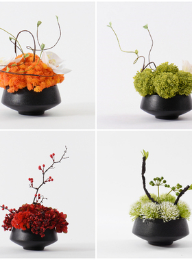 新中式仿真花艺绿植盆栽餐桌酒柜样板房洽谈室客厅玄关装饰品摆件