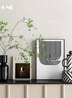 现代简约玄关装饰品套餐黑白大地色艺术感小众高级感客厅家居摆件