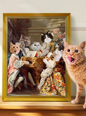 二狗姑娘X上品印画 萌宠入油画定制多只宠物肖像挂摆画猫狗装饰画