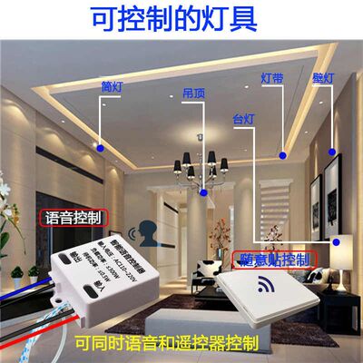智能方言语音模块无线线遥控开关双控无线随意贴面板声控灯助手