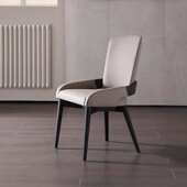 高端现代简约白蜡木餐椅家用实木靠背桌椅凳子书房椅意式 皮洽谈椅