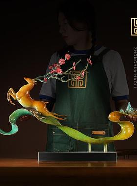 荣芙全铜大型梅花鹿摆件纪念品乔迁开业送礼品客厅福禄艺术品