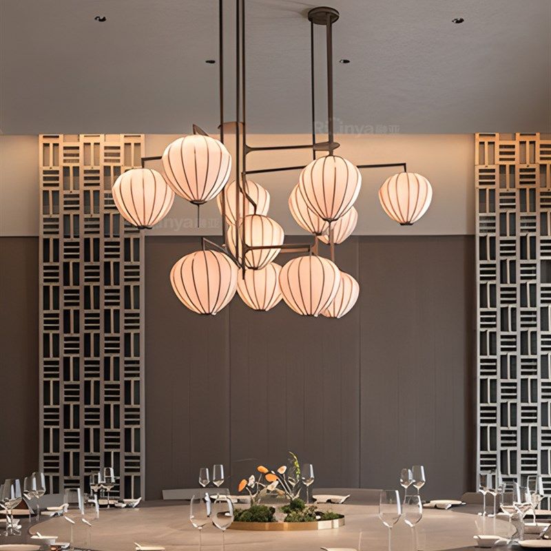定制新中式酒店宴会厅餐饮吊灯设计款中国风灯笼餐厅包厢茶室吊灯