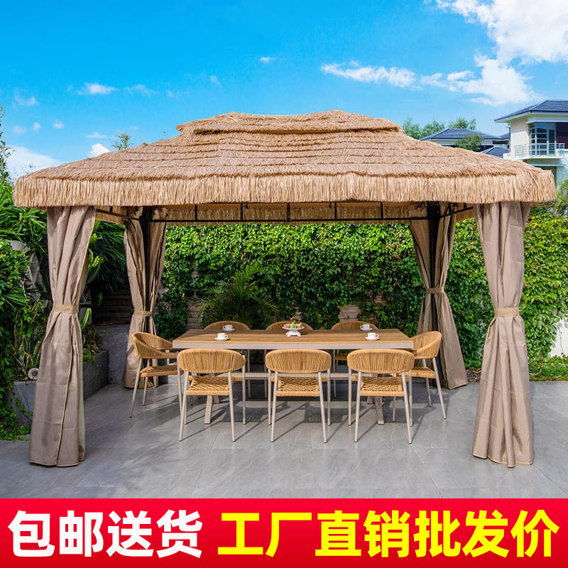 户外凉亭庭院休闲农场茅草帐篷风景区遮阳雨棚室外毛草屋仿真稻草