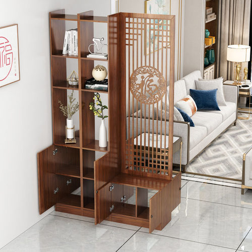 中式入户屏风座屏客厅木质玄关隔断柜客厅装饰置物博古架双面通用