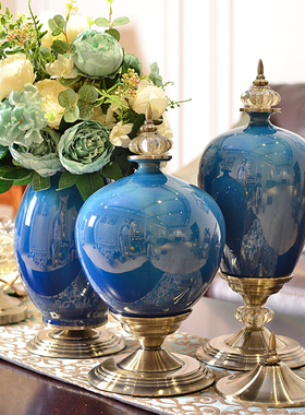 轻奢创意摆件家居饰品客厅单色釉陶瓷花瓶餐桌酒柜电视柜玄关装饰