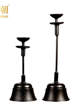 新中式复古典铸铁烛台摆件样板房间酒店别墅客厅会所玄关软装饰品