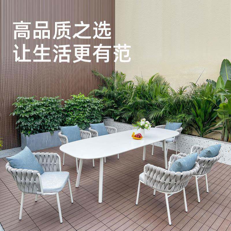 #户庭院桌椅花板园别墅休编闲岩HLF餐桌椅外子组合露天茶桌藤家