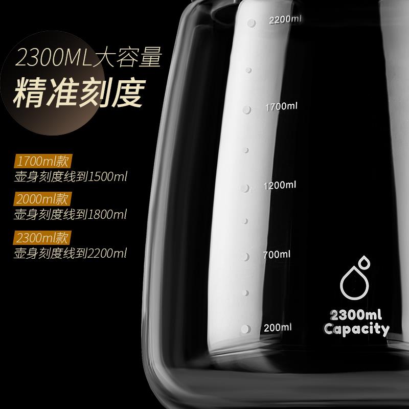 捷安玺冷水壶玻璃耐高温家用大凉水壶茶具套装大容量冰箱冷泡茶壶