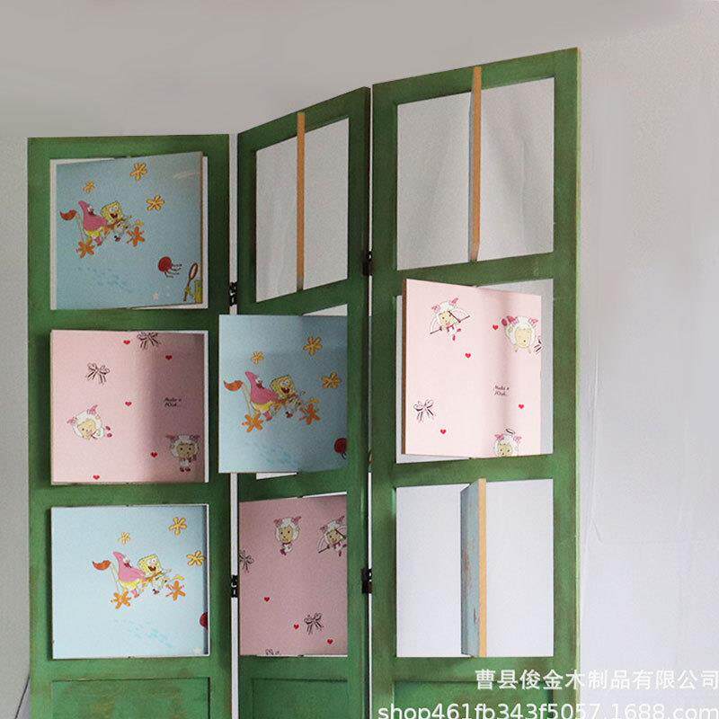 实木屏风花园篱笆室内外DQR装饰式扇三折叠做旧复古美欧式